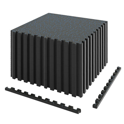 Interlocking Rubber Exercise Mat Set 48 Sq Ft with Borders