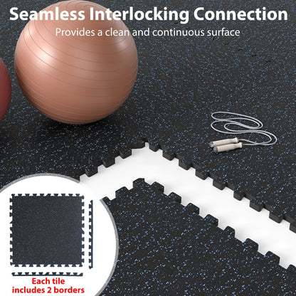 Interlocking Rubber Exercise Mat Set 48 Sq Ft with Borders