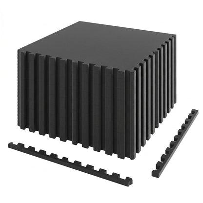 Interlocking Rubber Exercise Mat Set 48 Sq Ft with Borders