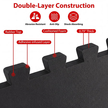 Interlocking Rubber Exercise Mat Set 48 Sq Ft with Borders