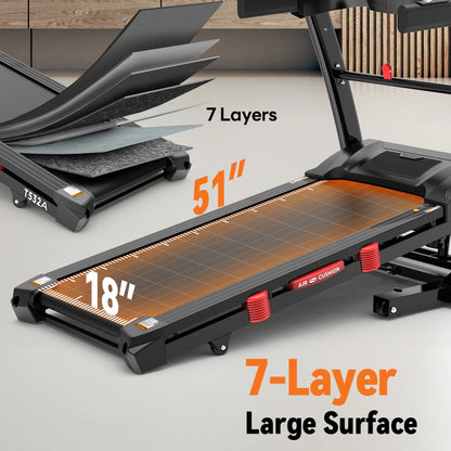 12MPH Folding Treadmill with 20% Auto Incline, 300-400 LB Capacity, Treadmills for Home Running Walking, 5.1HP Brushless Motor, Foldable Electric Treadmill Running Machine with APP & Bluetooth — product view 10