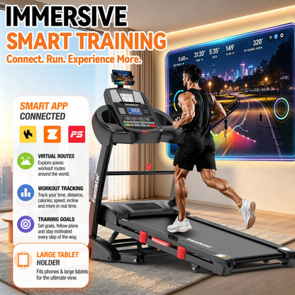 12MPH Folding Treadmill with 20% Auto Incline, 300-400 LB Capacity, Treadmills for Home Running Walking, 5.1HP Brushless Motor, Foldable Electric Treadmill Running Machine with APP & Bluetooth — product view 8
