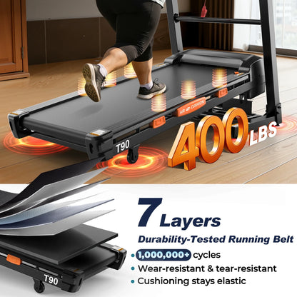 5.0 HP Folding Treadmill with 20-Level Adjustable Incline, 12Mph Speed Running Machine,Treadmill 400 Lb Capacity, Silent Brushless Motor,105 Preset Training Program Electric Treadmills for Home Use — product view 13