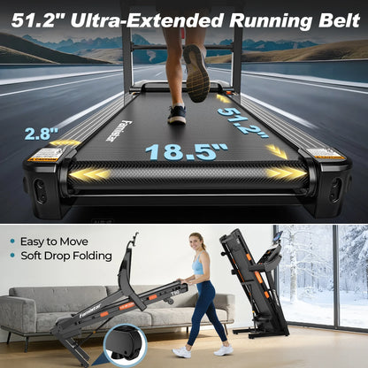 5.0 HP Folding Treadmill with 20-Level Adjustable Incline, 12Mph Speed Running Machine,Treadmill 400 Lb Capacity, Silent Brushless Motor,105 Preset Training Program Electric Treadmills for Home Use — product view 7