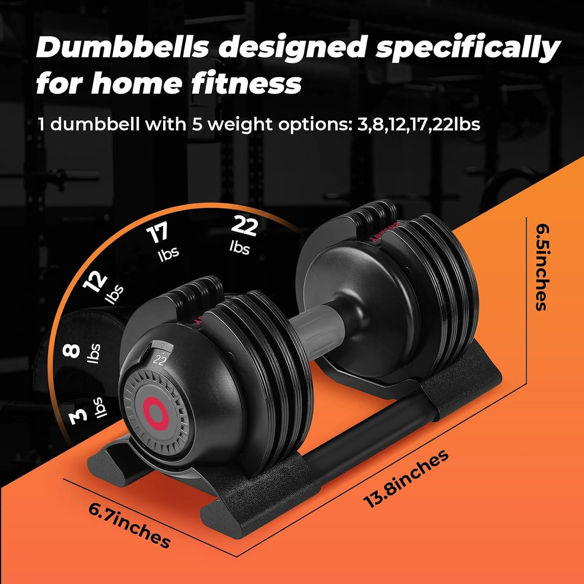 5-In-1 Adjustable Dumbbells Set, 22LB Pair Dumbbell with Anti-Slip Metal Handle for Exercise & Fitness Fast Adjust Weight for Full Body Workout Fitness — product view 3