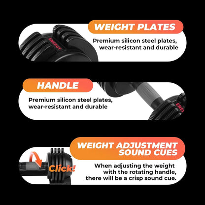 5-In-1 Adjustable Dumbbells Set, 22LB Pair Dumbbell with Anti-Slip Metal Handle for Exercise & Fitness Fast Adjust Weight for Full Body Workout Fitness — product view 6