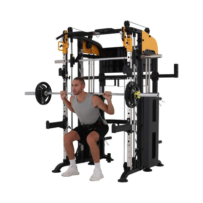 All-In-One Full-Body Smith Machine With Adjustable Lever Arms And Dual Weight Stacks (SAK21836)