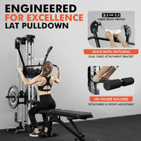 Cable Machine Home Gym, Wall Mounted Cable Machine with Dual Swivel Arms and 22 Adjustable Positions, All-In-One Cable Crossover Machine for Home Gym, Black — product view 7