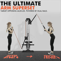 Cable Machine Home Gym, Wall Mounted Cable Machine with Dual Swivel Arms and 22 Adjustable Positions, All-In-One Cable Crossover Machine for Home Gym, Black — product view 8