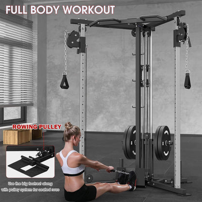 Dual Pulley Cable Crossover Machine With Pull Up And LAT Bar (SAK98124)