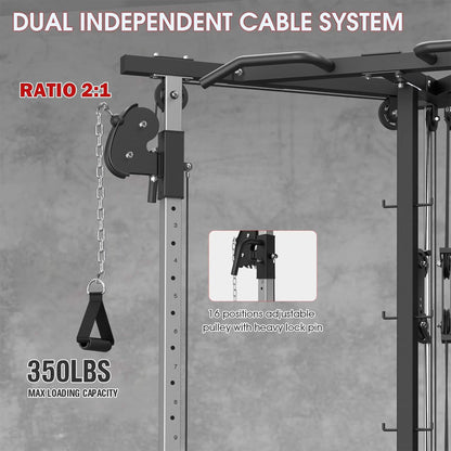 Dual Pulley Cable Crossover Machine With Pull Up And LAT Bar (SAK98124)
