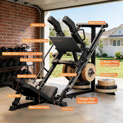 Heavy-Duty 2-In-1 Multifunctional Leg Press Hack Squat Machine (SAK24851)