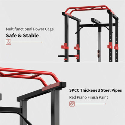 Heavy-Duty 1000LBS Professional Multi-Function Adjustable Power Cage Rack (SAK98149)