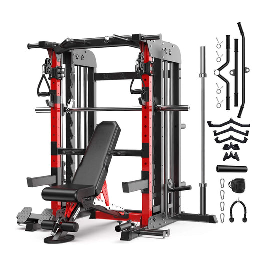 Premium 2000LBS All-In-One Squat Rack Power Cage With Smith Machine (SAK59213)