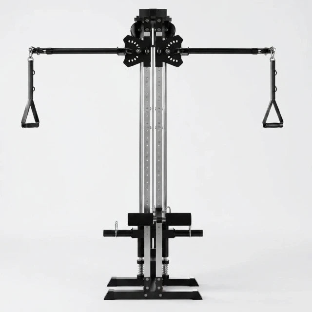 Cable Machine Home Gym, Wall Mounted Cable Machine with Dual Swivel Arms and 22 Adjustable Positions, All-In-One Cable Crossover Machine for Home Gym, Black — Studio Shot