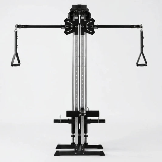 Cable Machine Home Gym, Wall Mounted Cable Machine with Dual Swivel Arms and 22 Adjustable Positions, All-In-One Cable Crossover Machine for Home Gym, Black — Studio Shot