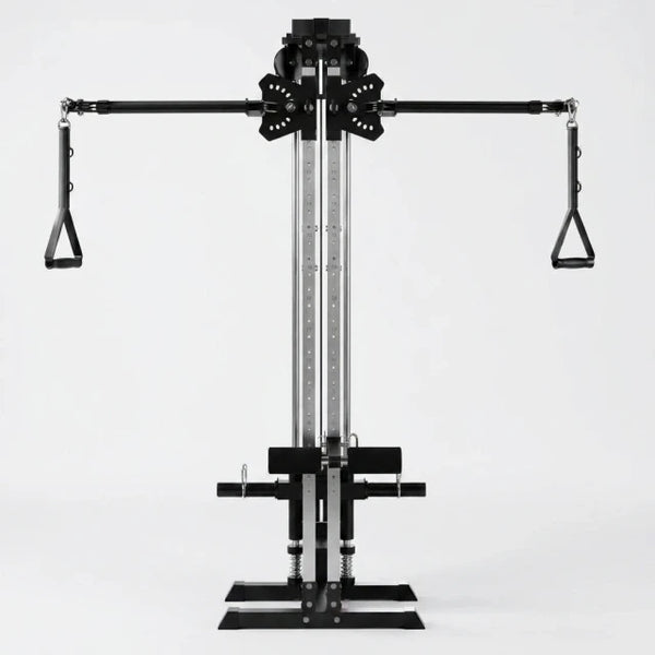 Cable Machine Home Gym, Wall Mounted Cable Machine with Dual Swivel Arms and 22 Adjustable Positions, All-In-One Cable Crossover Machine for Home Gym, Black — Studio Shot