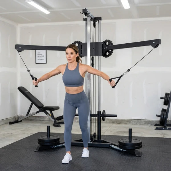 Cable Machine Home Gym Built for Full-Body Training, Dual Swivel Arms, 22 Positions, 350 lb Capacity