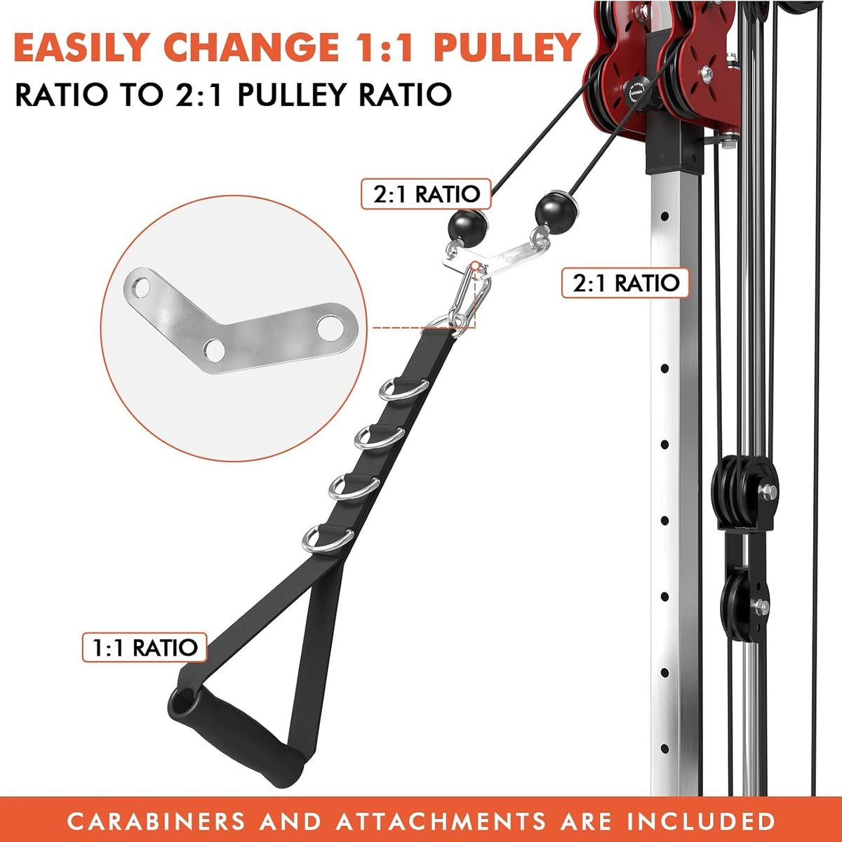 Wall Mount Cable Station, Cable Crossover Machine with Dual Pulley System and 19/27 Adjustable Positions for Home Gym Fitness Equipment — product view 3