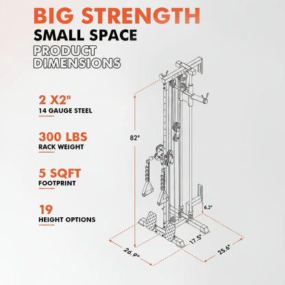 Wall Mount Cable Station, Cable Crossover Machine with Dual Pulley System and 19/27 Adjustable Positions for Home Gym Fitness Equipment — product view 5